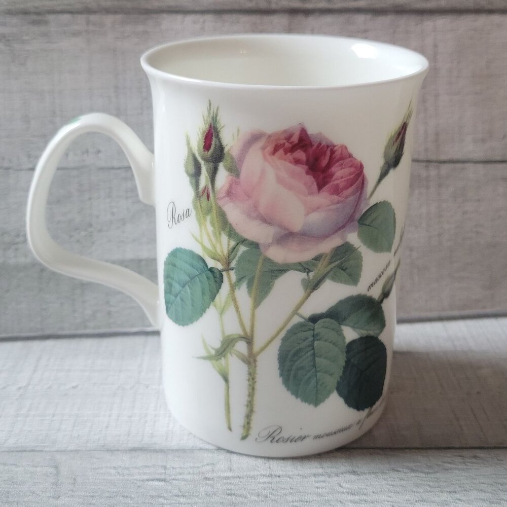Vintage Roy Kirkham English Bone China Mug Redoute Roses Floral Design